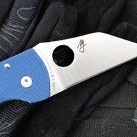 Spyderco Microjimbo Folder- Wharncliffe- Cobalt Blue G-10 Handle- Satin SPY27 Blade C264GPCBL
