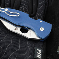 Spyderco Microjimbo Folder- Wharncliffe- Cobalt Blue G-10 Handle- Satin SPY27 Blade C264GPCBL
