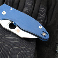 Spyderco Microjimbo Folder- Wharncliffe- Cobalt Blue G-10 Handle- Satin SPY27 Blade C264GPCBL