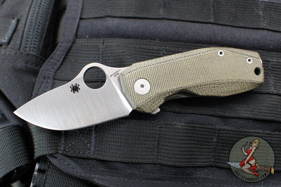 Spyderco SpyNano- Flash Batch- Titanium And Brown Micarta Handle- Satin M398 Steel Blade C268MTIP