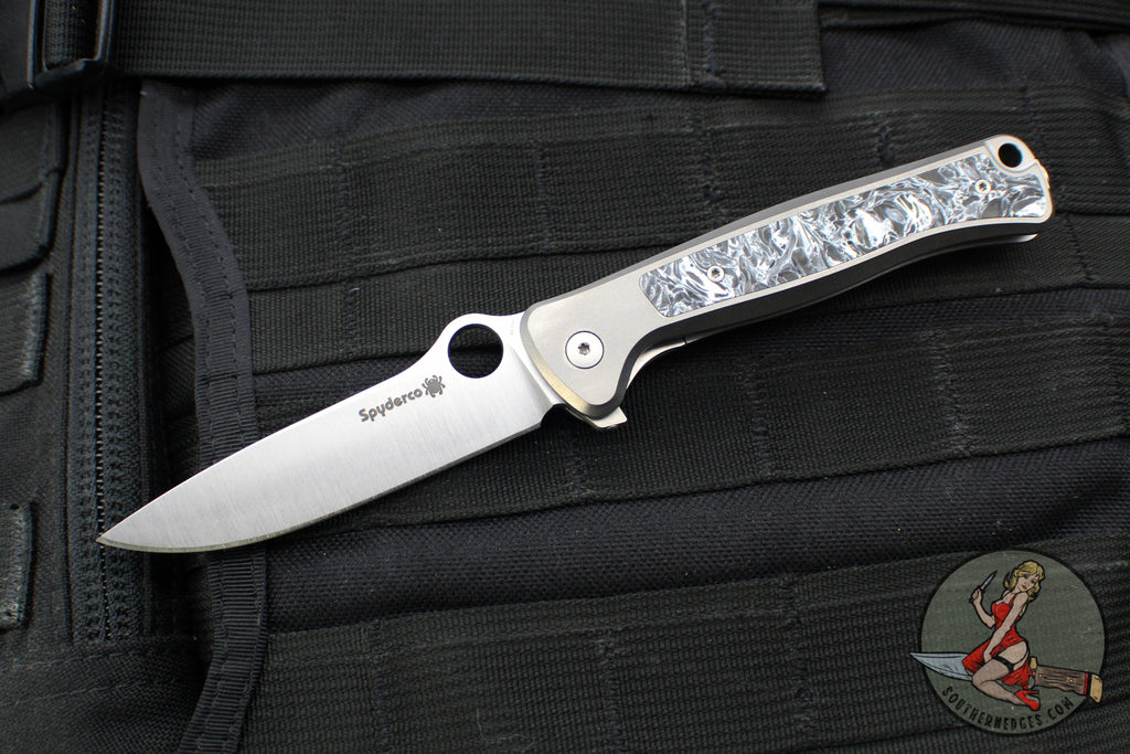Spyderco Slym R.I.L. Folder- Gray PVD Titanium Handle- Dark Matter Polar FatCarbon Inlay- Stonewash Blade C271TIP