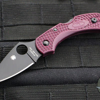 Spyderco Dragonfly Compact Folding Knife- Burgundy FRN Handles- Black PD#1 Steel Blade C28BGBKP2