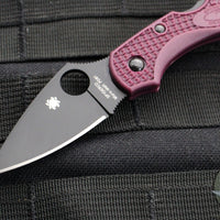 Spyderco Dragonfly Compact Folding Knife- Burgundy FRN Handles- Black PD#1 Steel Blade C28BGBKP2