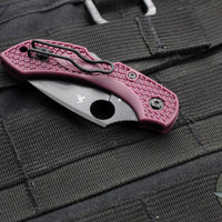 Spyderco Dragonfly Compact Folding Knife- Burgundy FRN Handles- Black PD#1 Steel Blade C28BGBKP2