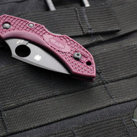 Spyderco Dragonfly Compact Folding Knife- Burgundy FRN Handles- Black PD#1 Steel Blade C28BGBKP2