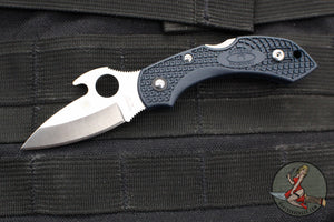 Spyderco Dragonfly Compact Folding Knife- Drop POint- Emerson Opener- Gray FRN Handle- Satin Blade C28PGYW2