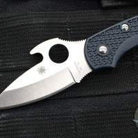 Spyderco Dragonfly Compact Folding Knife- Drop POint- Emerson Opener- Gray FRN Handle- Satin Blade C28PGYW2