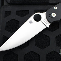 Spyderco Military Folding Knife- Compression Lock- Modified Clip Point- Black G-10- Satin Blade C36GP