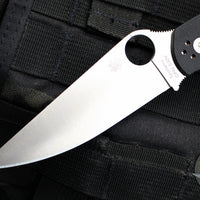 Spyderco Military Folding Knife- Compression Lock- Modified Clip Point- Black G-10- Satin Blade C36GP2