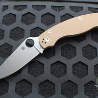 Spyderco Military Folding Knife- Modified Clip Point- Brown G-10- Satin CPM15V Steel Blade C36GPBN15V2