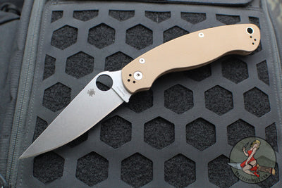 Spyderco Military Folding Knife- Modified Clip Point- Brown G-10- Satin CPM15V Steel Blade C36GPBN15V2