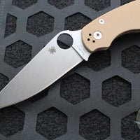 Spyderco Military Folding Knife- Modified Clip Point- Brown G-10- Satin CPM15V Steel Blade C36GPBN15V2