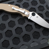 Spyderco Military Folding Knife- Modified Clip Point- Brown G-10- Satin CPM15V Steel Blade C36GPBN15V2