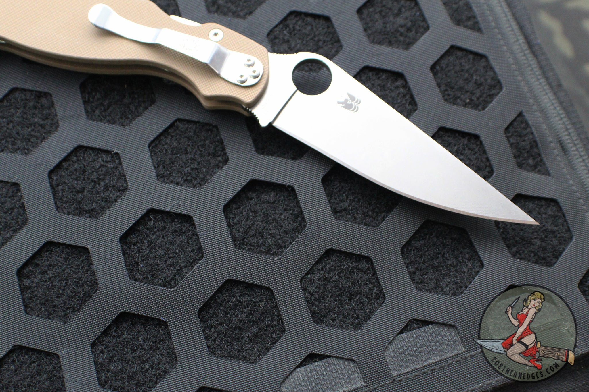 Spyderco Military Folding Knife- Modified Clip Point- Brown G-10- Sati ...