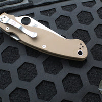 Spyderco Military Folding Knife- Modified Clip Point- Brown G-10- Satin CPM15V Steel Blade C36GPBN15V2