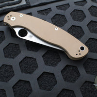 Spyderco Military Folding Knife- Modified Clip Point- Brown G-10- Satin CPM15V Steel Blade C36GPBN15V2