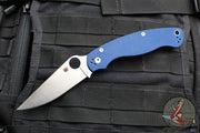 Spyderco Military Folding Knife- Modified Clip Point- Cobalt Blue G-10- Satin SPY27 Steel Blade C36GPCBL2