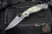 Spyderco Military Folding Knife- Modified Clip Point- Digital Camo G-10 with Black Blade C36GPCMOBK2