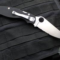 Spyderco Military Folding Knife- Compression Lock- Modified Clip Point- Black G-10- Satin Serrated Blade C36GPS2