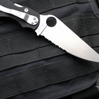 Spyderco Military Folding Knife- Compression Lock- Modified Clip Point- Black G-10- Satin Serrated Blade C36GPS2