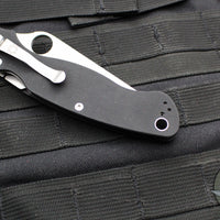 Spyderco Military Folding Knife- Compression Lock- Modified Clip Point- Black G-10- Satin Serrated Blade C36GPS2