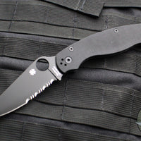 Spyderco Military 2 Folding Knife- Modified Clip Point- Black G-10 Scales- Black Part Serrated Blade C36GPSBK2