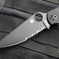 Spyderco Military 2 Folding Knife- Modified Clip Point- Black G-10 Scales- Black Part Serrated Blade C36GPSBK2