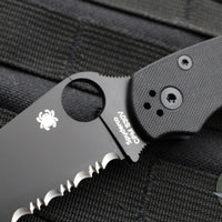 Spyderco Military 2 Folding Knife- Modified Clip Point- Black G-10 Scales- Black Part Serrated Blade C36GPSBK2