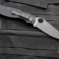 Spyderco Military 2 Folding Knife- Modified Clip Point- Black G-10 Scales- Black Part Serrated Blade C36GPSBK2