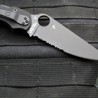 Spyderco Military 2 Folding Knife- Modified Clip Point- Black G-10 Scales- Black Part Serrated Blade C36GPSBK2