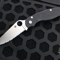 Spyderco Military 2 Folding Knife- Modified Clip Point- Black G-10 Scales- Satin Full Serrated Blade C36GS2