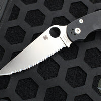 Spyderco Military 2 Folding Knife- Modified Clip Point- Black G-10 Scales- Satin Full Serrated Blade C36GS2