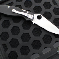 Spyderco Military 2 Folding Knife- Modified Clip Point- Black G-10 Scales- Satin Full Serrated Blade C36GS2