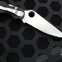 Spyderco Military 2 Folding Knife- Modified Clip Point- Black G-10 Scales- Satin Full Serrated Blade C36GS2