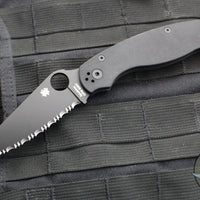 Spyderco Military 2 Folding Knife- Modified Clip Point- Black G-10 Scales- Black Full Serrated Blade C36GSBK2