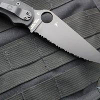 Spyderco Military 2 Folding Knife- Modified Clip Point- Black G-10 Scales- Black Full Serrated Blade C36GSBK2