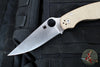 Spyderco Military Folding Knife- Modified Clip Point- Brown Micarta Handle- Satin CRU-WEAR Steel Blade C36MPCW2