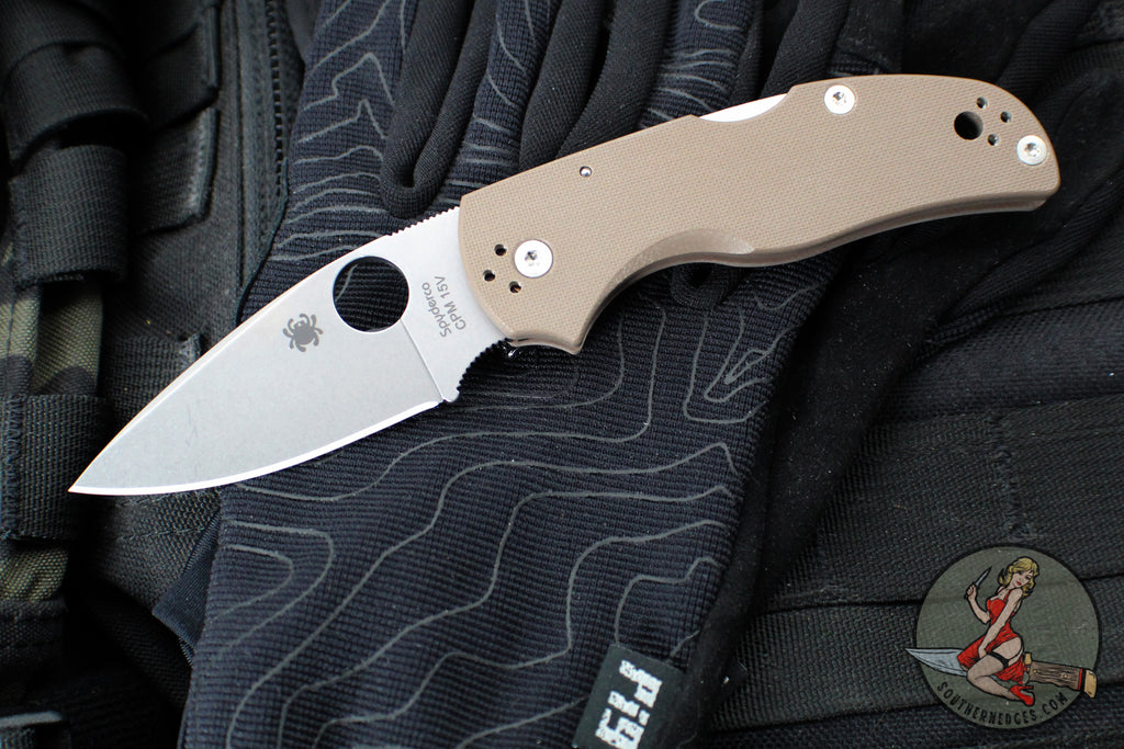 Spyderco Native 5 Lockback Folder- Brown G-10 Handle- Satin 15V Steel Blade C41GPBN15V5