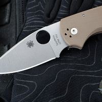 Spyderco Native 5 Lockback Folder- Brown G-10 Handle- Satin 15V Steel Blade C41GPBN15V5