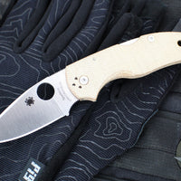 Spyderco Native 5 Lockback Folder- Brown Micarta Handle- Satin CPM-Cru Wear Steel Blade C41MPCW5
