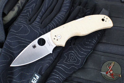 Spyderco Native 5 Lockback Folder- Brown Micarta Handle- Satin CPM-Cru Wear Steel Blade C41MPCW5