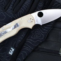 Spyderco Native 5 Lockback Folder- Brown Micarta Handle- Satin CPM-Cru Wear Steel Blade C41MPCW5