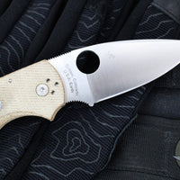 Spyderco Native 5 Lockback Folder- Brown Micarta Handle- Satin CPM-Cru Wear Steel Blade C41MPCW5