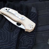 Spyderco Native 5 Lockback Folder- Brown Micarta Handle- Satin CPM-Cru Wear Steel Blade C41MPCW5