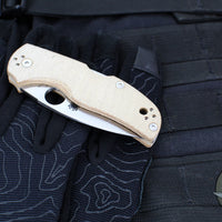 Spyderco Native 5 Lockback Folder- Brown Micarta Handle- Satin CPM-Cru Wear Steel Blade C41MPCW5