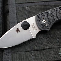 Spyderco Native 5 Lockback Knife- Black Handle- Satin Flat Ground Blade C41PBK5