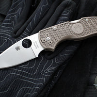 Spyderco Native 5 Lockback Knife- Brown FRN Lightweight Handle- Satin Flat Ground 15V Blade C41PBN15V5