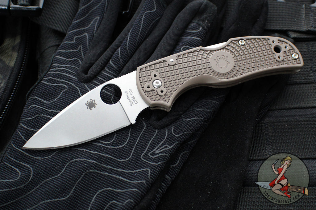 Spyderco Native 5 Lockback Knife- Brown FRN Lightweight Handle- Satin Flat Ground 15V Blade C41PBN15V5
