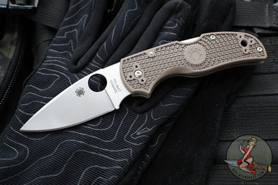 Spyderco Native 5 Lockback Knife- Brown FRN Lightweight Handle- Satin Flat Ground 15V Blade C41PBN15V5
