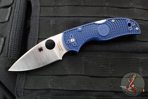 Spyderco Native 5 Blue Handle Satin SPY27 Flat Ground Lockback Knife C41PCBL5